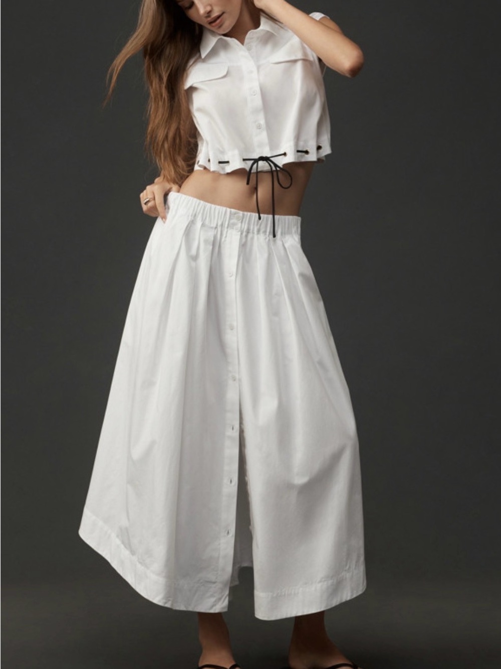 NWT Anthropologie Cotton Poplin Buttondown Midi Skirt